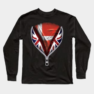 Danish Flag  Denmark Flag zipped British Flag - Gift for Danish From Denmark Long Sleeve T-Shirt